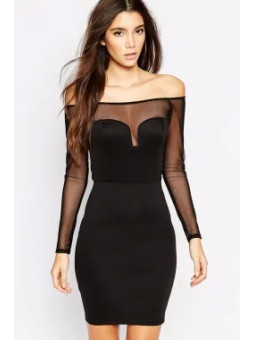 VESTIDO NEGRO ESCOTE BARCO